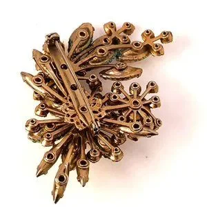 Jewelry | Gorgeous Large Vintage 194s Tiered Three  Gorgeous Large Vintage 1940s Tiered Three Dimensional Brooch Pin Rhinestones Gla main image 0